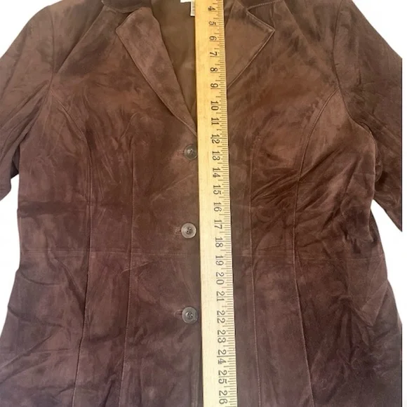 Chocolate Brown Suede Blazer XL Jacket Coat Preston York 3 Button Pocket Y2K Vtg - Picture 9 of 9